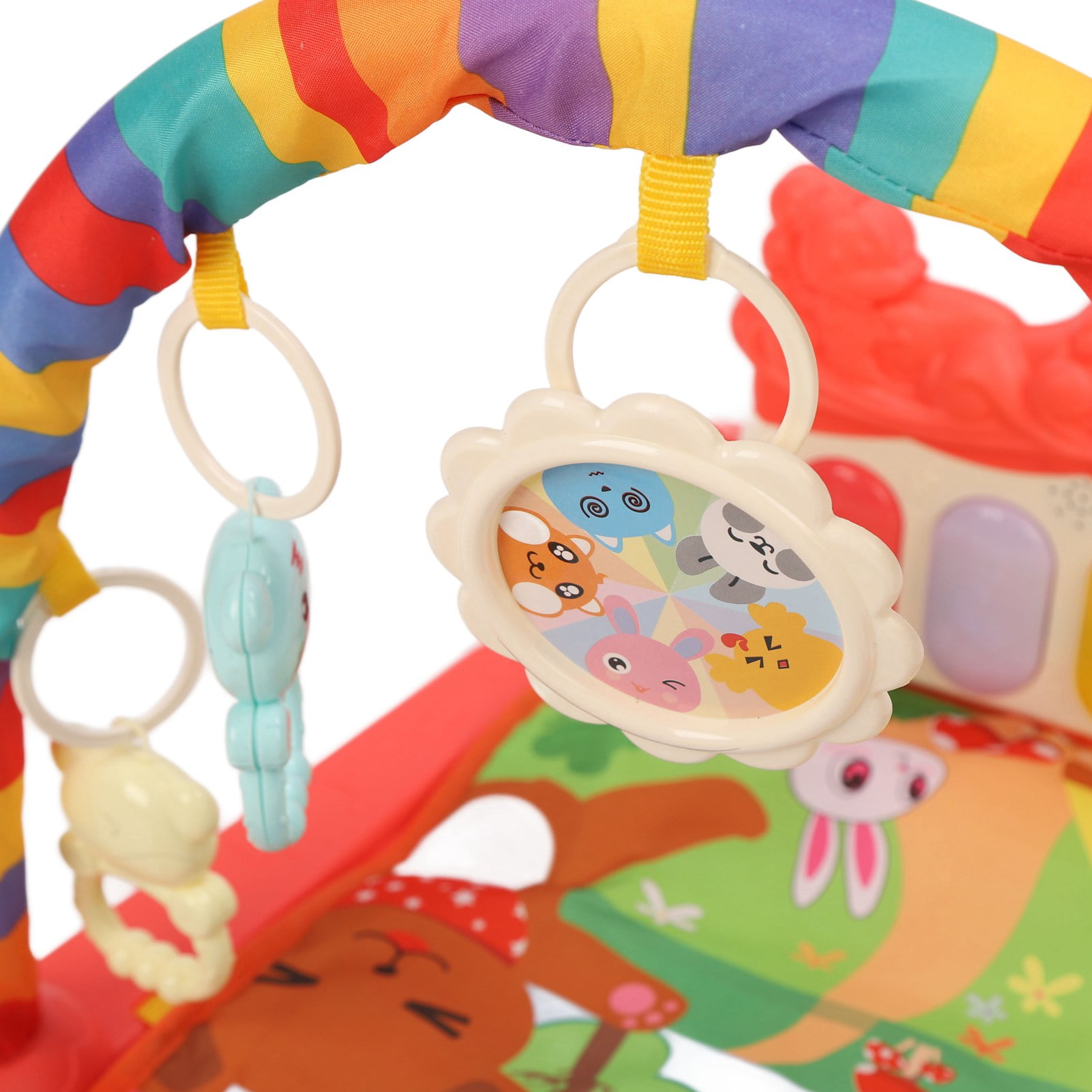 Riousery Baby Kick Piano Infant Mat Cartoon Forest Animal Pattern Infant Music Light Gym Play Mat with Rattle Red Color, Early Education Toys, 29.5x21.3x15 inches / 75x54x38 cm