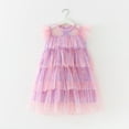 thumbnail image 3 of Hotiary Toddler Baby Girls Layered Tulle Puffy Dress Kids Rainbow Color Short Ruffle Sleeve Mesh Princess Dress Children Wedding Birthday Ball Gown Prom Cake Dress for 1-10 Years, 3 of 8