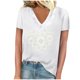 thumbnail image 1 of Camisetas de Manga Corta para las Mujeres, Impresión de Cuello en V Camiseta Casual Top Hecho de 95% Poliéster 5% Spandex para el Uso Diario de Primavera Verano, Camisetas para las Mujeres Casual, 1 of 4