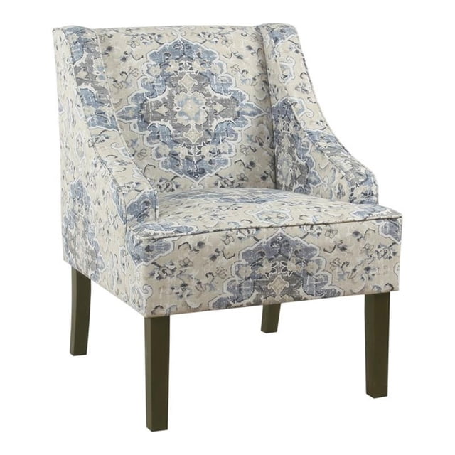 HomePop Fauteuil d'Appoint Traditionnel en Tissu à Accoudoirs Incurvés, Bleu Vieilli
