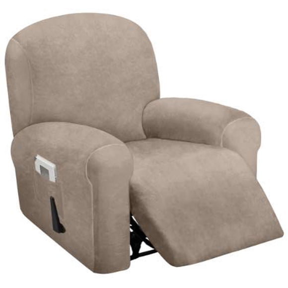 Funda reclinable ULTICOR para 1 asiento, terciopelo elástico, color topo