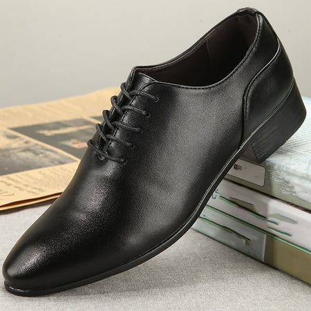 eczipvz Mens Casual Dress Shoe Leather Formal Business Oxford Derby Shoes Retro Dress Shoes for Men Black 9
