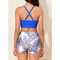 thumbnail image 5 of SHEWIN Women's Bikini Sets Two Pieces Bathing Suits Criss Cross Top Swimsuits High Waisted Drawstring Boyshorts, 5 of 9
