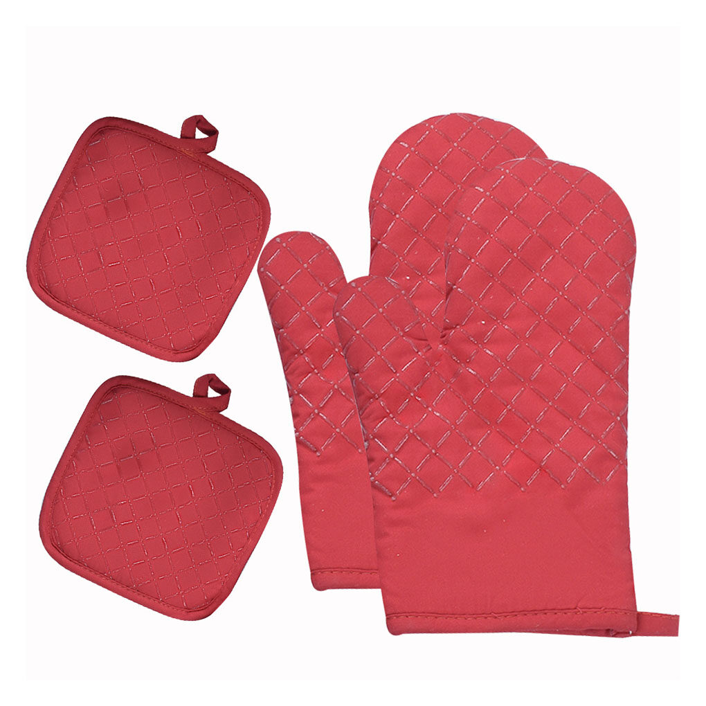 4 Pieces/Set Oven Silicone Nonstick Gloves Baking Barbeque BBQ Mittens
