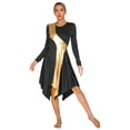 thumbnail image 6 of iiniim Women Metallic Praise Dancewear Outfit Worship Liturgical Lyrical Dance Dress with Pants Black S, 6 of 7