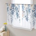 thumbnail image 3 of Sheer Curtains 54 inches Long, Blue Christmas Flower Poinsettia Holly Eucalyptus Light Filtering Sheer Window Curtains Rod Pocket Voile Drapes for Bedroom Living Room, 52"W x 54"L 2 Panels, 3 of 7