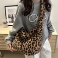 thumbnail image 5 of Jiibva Women Plush Leopard Print Bag Underarm Shoulder Bag Large Capacity Handbag Winter Plush Shopping Tote Bag, 5 of 7