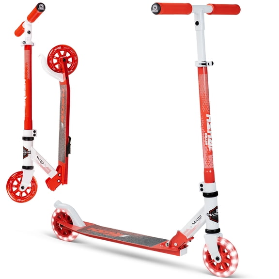 Rush 125 Kids Folding Kick Scooter – 125mm Light-Up Wheels, Adjustable Handlebar, Carbon Steel Frame – Madd Gear