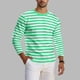 thumbnail image 1 of Ceisia Men's Spring Fall Casual Regular Fit Crew Neck Long Sleeve T-Shirt Multi-Color Striped Cotton-Like Jersey Stretch Fabric Mint Green L Gifts, 1 of 6