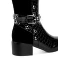 thumbnail image 4 of Ferwind Women's Long Boots Two-Tone Contrast Perforated Stud Accents Adult Black  9.5, 4 of 8