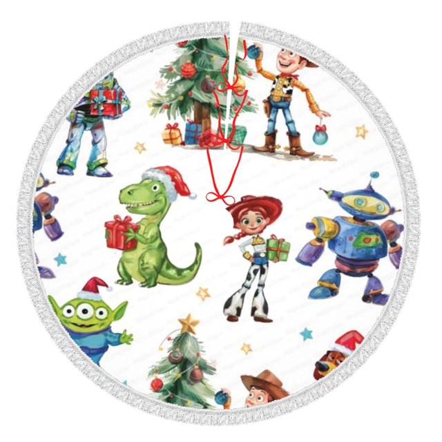 Faldas para árbol de Navidad de Toy Story de 30 pulgadas, tapete para árbol de Navidad para fiestas de invierno, falda para árbol de Navidad para decoraciones navideñas rústicas