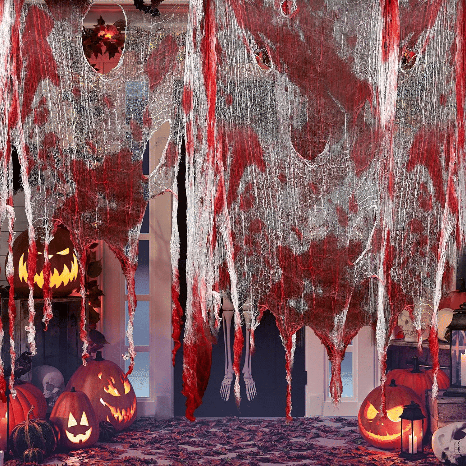 410x80 Inch Halloween Creepy Cloth Gauze Fabric in 5 Colors for Spooky Decor