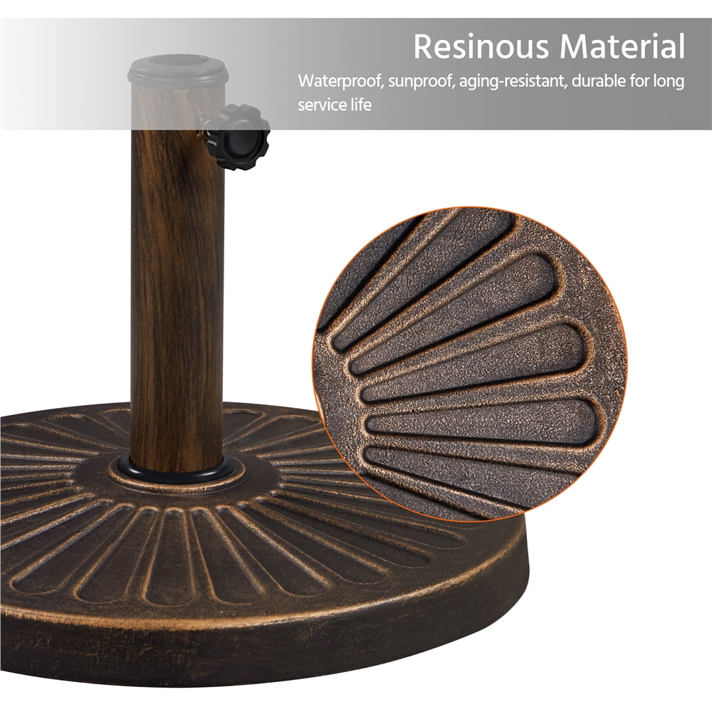 Alden Design 22 lbs Bronze Round Resin and Iron Patio Umbrella Base with Water Resistant