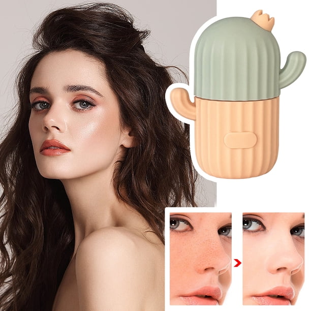 Bandeja de hielo portátil para rostro engrosado, para masaje de belleza, con forma de cactus, molde para hielo facial
