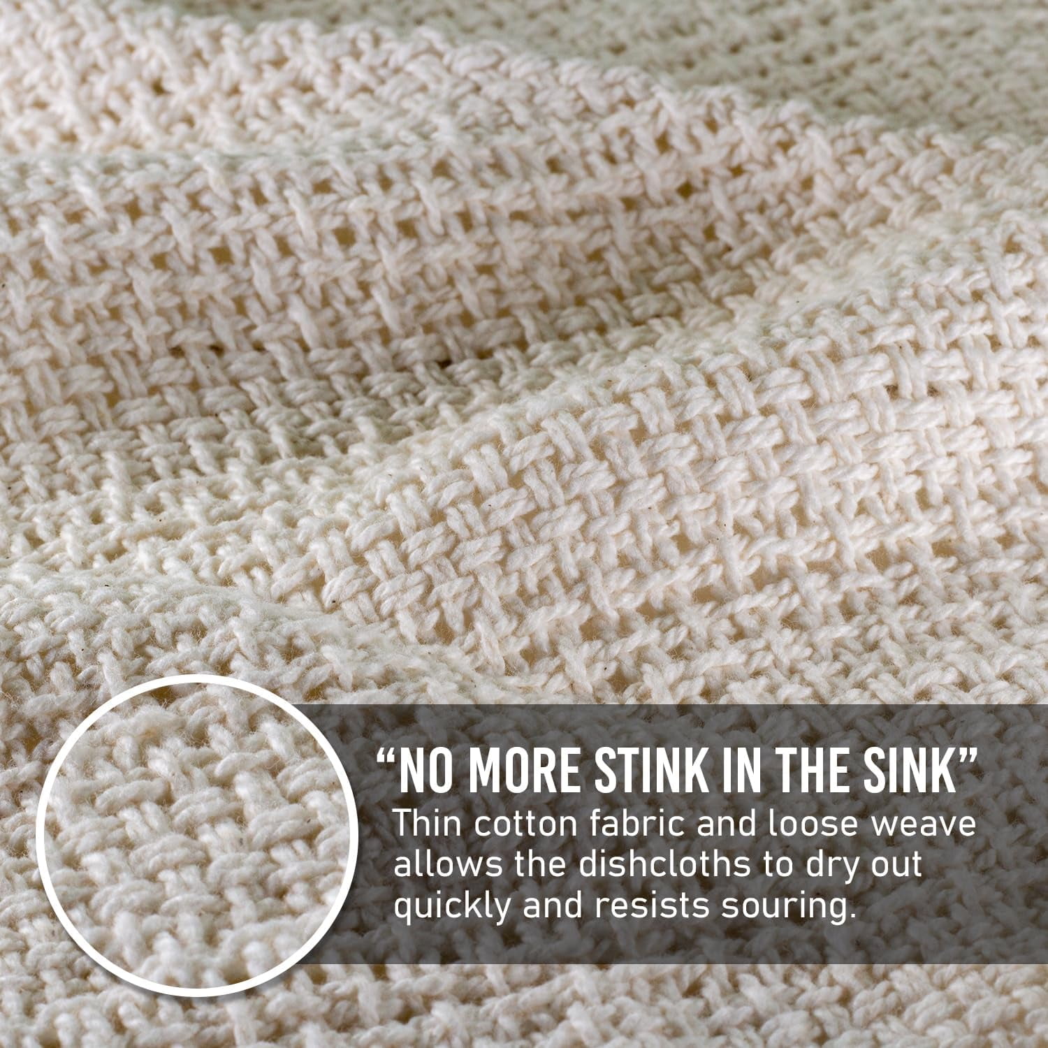 Old Fashion 100% Cotton Dishcloths - Set of 4 - 12 x 12 (Natural