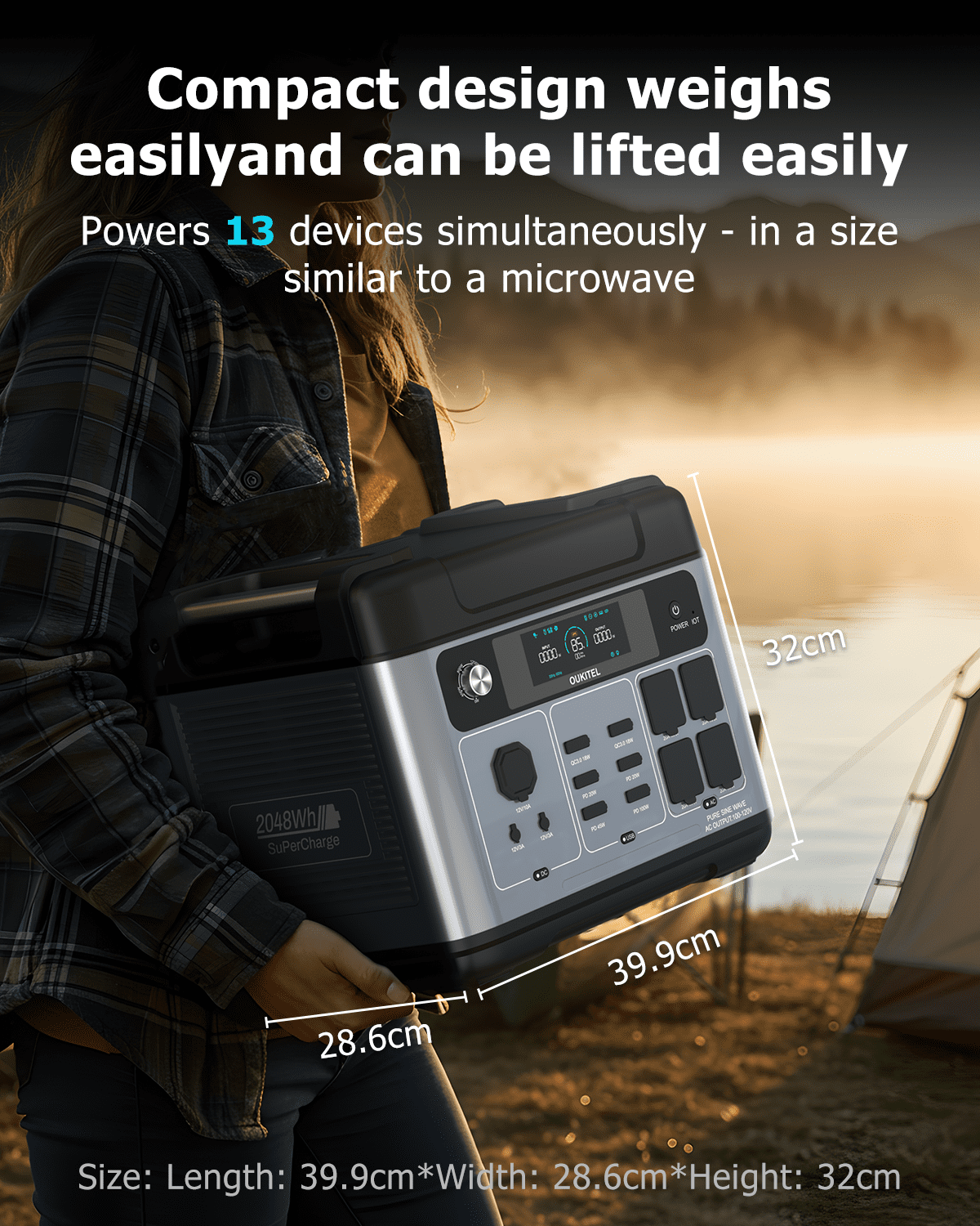 OSCAL PowerMax 1800 Solar Generator with 200W Solar Panels, 1024Wh LiFePO4 Battery, 1800W (3200W Surge) Portable Power Station, 700W Fast AC Charging, APP Control, 11 Outlets for Home, RV & Camping