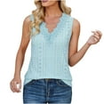 thumbnail image 2 of Wiyuqeen Womens Solid Color Lace V Neck Tank Tops Comfy Summer Vests Basic Hollow Out Sleeveless Camis Casual Loose Fit T-shirts, 2 of 8