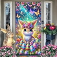thumbnail image 6 of Luxcidy 70.87x35.43 in Easter Door Cover, Welcome Spring Door Cover Decorations, Easter Rabbit Door Cover Photo Backdrop for Front Door Welcome Spring Easter Seasonal Hanging Decorations(E), 6 of 6