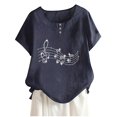 thumbnail image 4 of Blusa de manga corta con cuello redondo para mujer a la moda, camisetas sueltas con estampado Fridja  hjk4997, 4 of 5