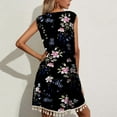 thumbnail image 6 of Babysbule Woman Summer Dresses Women Fashion Retro Sleeveless Round Neck Loose Casual Printed Tassel Dress, 6 of 7