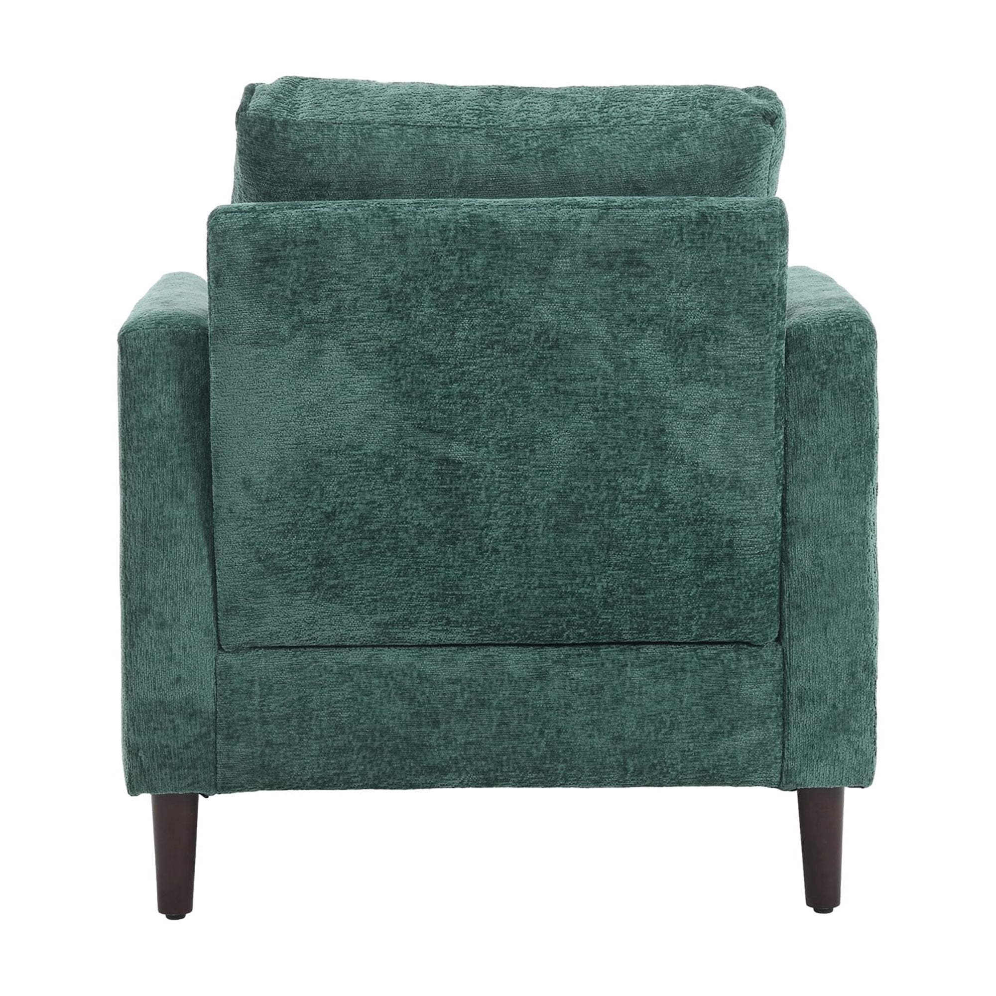 MAYEERTY Wood Frame Armchair, Modern Accent Chair Lounge Chair Tufted Club Chair, Mid Century Modern Arm Chairs with Studded, Solid Wood Frame, for Bedroom, Reading (Emerald Chenille)