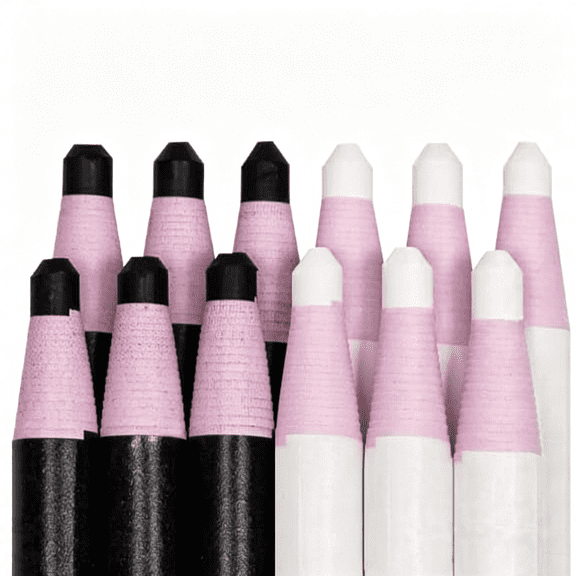 CCOCC New China Markers Grease Pencils - 12-Pack Multi-Surface Wax Markers for Glass, Metal, Plastic - Non-Sharpening Peel Off China Marker (Black 6P White 6P)