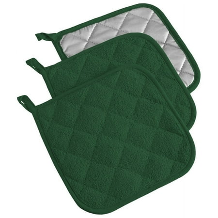 

DII Basic Terry Collection Quilted 100% Cotton Potholder Dark Green 3 Piece