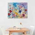 thumbnail image 3 of JEUXUS  Colorful Floral Canvas Wall Art Painted 3D Flower Artwork Frameds Modern Abstract Landscape Painting Textured Flower Pictures for Living Room Bedroom Bathroom Decor 20x16in, 3 of 5