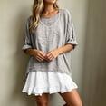 thumbnail image 6 of YuXingFu Maxi Dress Plus Size Mid-Length Scoop Neck Plus Size Womens Dress Long Sleeve Pleated Casual Summer Gray XXL, 6 of 7