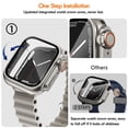 thumbnail image 6 of Ultra Look - IC ICLOVER 2 in 1 for Apple Watch Case Series 9 8 7 45mm Waterproof Screen Protector, iWatch Protective PC Face Cover Built-in Tempered Glass Film, Front & Back Bumper, Titanium, 6 of 8