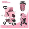 thumbnail image 2 of WDZS 3-Wheel Pet Stroller, Foldable Travel Jogger for Small & Medium Dogs & Cats (Up to 33lbs), Lightweight Carrier with Breathable Mesh Cover, Cup Holder & Storage Basket, Pink, 2 of 9