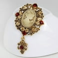 thumbnail image 4 of Opvise Women Brooch Retro Victorian Human Profile Rhinestone Decor Anti-slip Hollow Out Suit Coat Collar Hat Scarf Decoration Clothes Pin Prom Party Garment Jewelry, 4 of 8