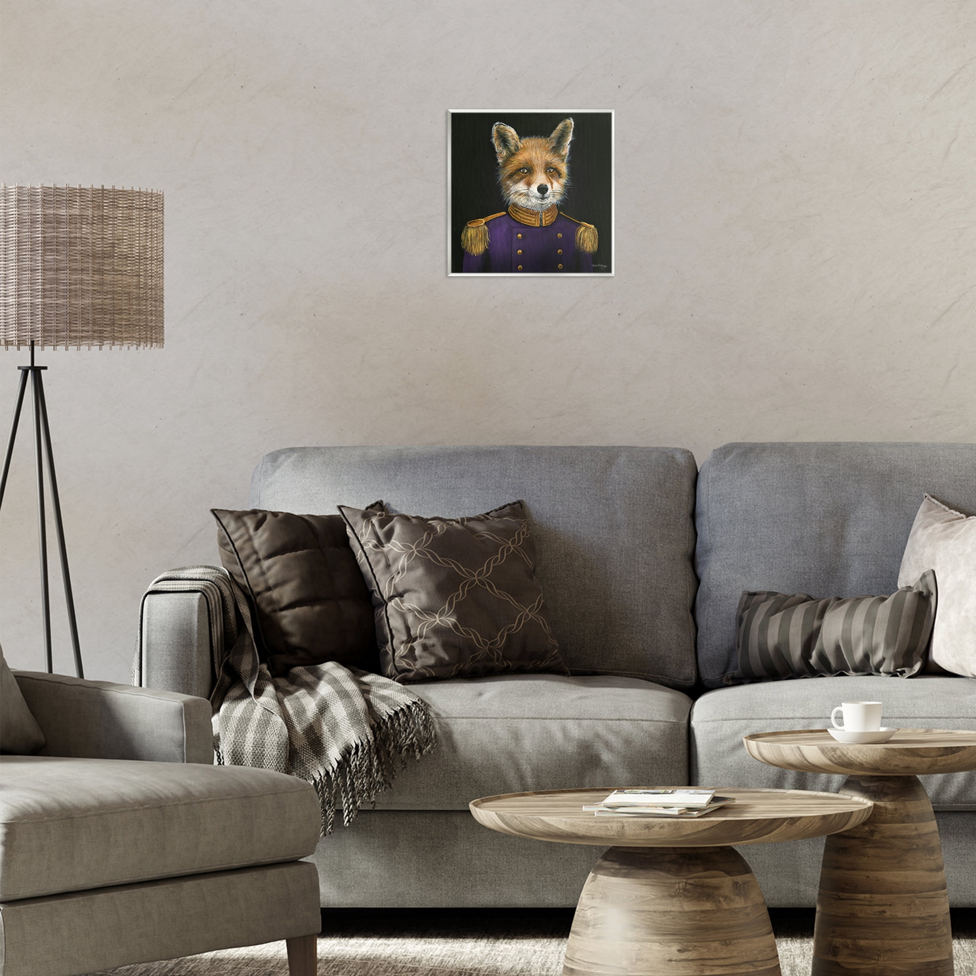 Stupell Industries Military Coat Fox Novelty & Humor Painting Unframed Art Print Wall Art, 12 x 12