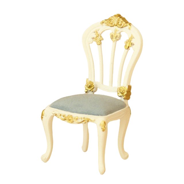 Silla de casa de muñecas escala 1:12, silla de comedor en miniatura artificial, accesorios de decoración para juegos de simulación Azul claro