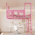 thumbnail image 2 of Nueva cama elevada de hierro forjado, loft multifuncional sencillo, alto y bajo, ahorro de espacio, marco de hierro para apartamento pequeño Nord, 2 of 4