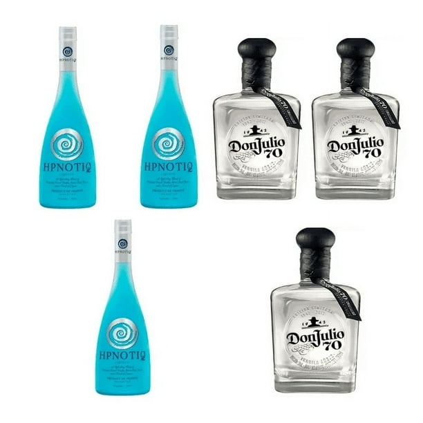 Pack de 6 Botellas 3 Licor Hpnotiq 750 ml + 3 Tequila Don Julio 70 Cristalino Añejo 700 ml
