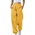 thumbnail image 2 of Yellow Sweatpants Women's Bottom Sweatpants No Drawstring Joggers Pants Workout High Waisted Yoga Pants with Pockets Fashion Clothing, 2 of 5