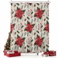 thumbnail image 2 of Christmas Poinsettia Shower Curtain, Xmas Red Flowers Pine Cones Vintage Waterproof Fabric Shower Curtains with 12 Hooks, Bathroom Curtain Set for Bathroom Accessories Decor, 72 x 84 Inches, 2 of 9