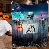 Honmine Halloween Printed Blanket, Soft Flannel Throw Blanket for Lounge, Cozy Seasonal Fleece Blanket for Couch, Sofa, Office Break