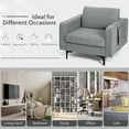 thumbnail image 6 of Costway Modern Linen Fabric Wood Metal Sponge Cotton Solid Print Storage Armchairs, Dark Grey (Set of 2), 6 of 9