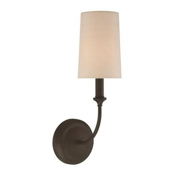 1 Light Traditional Steel Wall Sconce with White Silk Shade-15.75 inches H By 4.87 inches W-Dark Bronze Finish Bailey Street Home 49-Bel-2242672