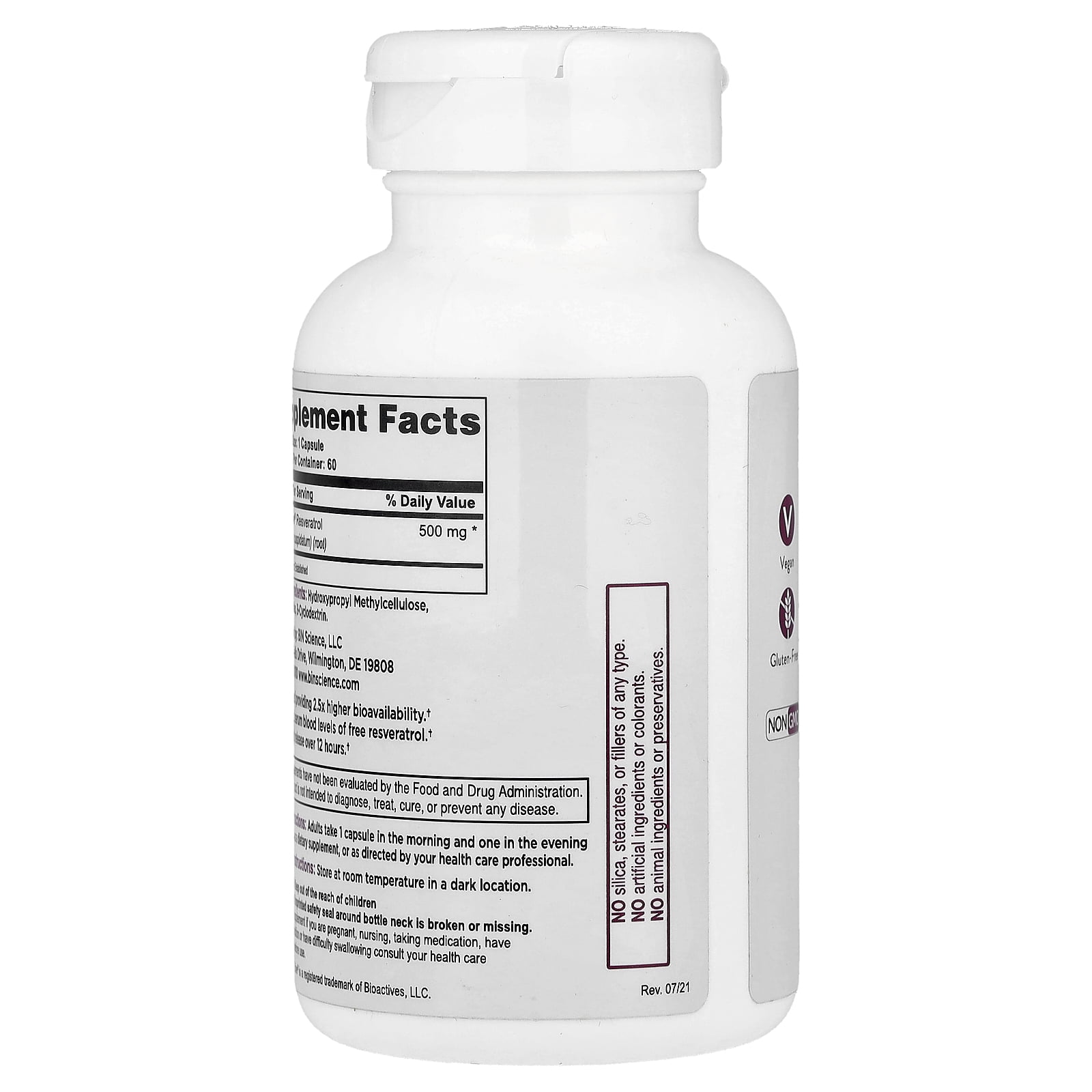 Biotivia TransmaxTR, MicroActive® Resveratrol, 60 Capsules (500 mg per Capsule)