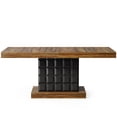 thumbnail image 6 of Fnova 63" Farmhouse Dining Table for 4-6 People, Wooden Rectangular Kitchen Table with Geometric Relief Pedestal Base, Easy to Assemble, 6 of 11