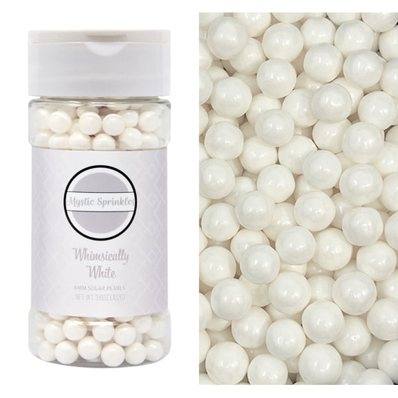 Mystic Sprinkles Whimsically White 6mm Sugar Pearls 3.6 oz