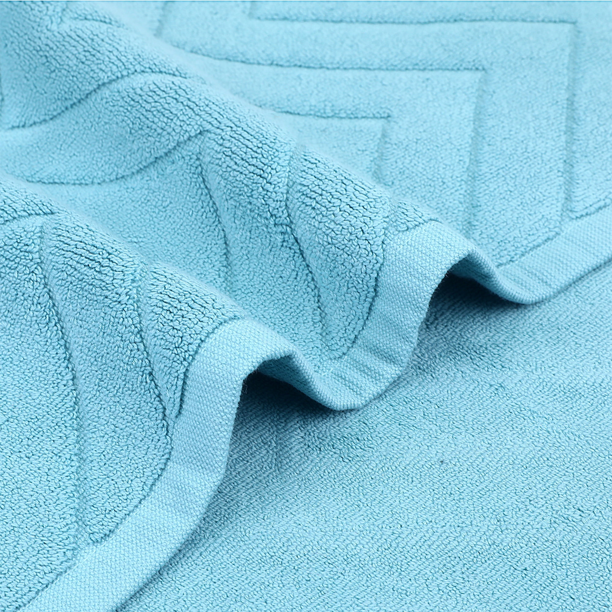 Unique Bargains Fade Resistant Cotton Bath Rugs Shower Mat Bathroom Non Slip Blue