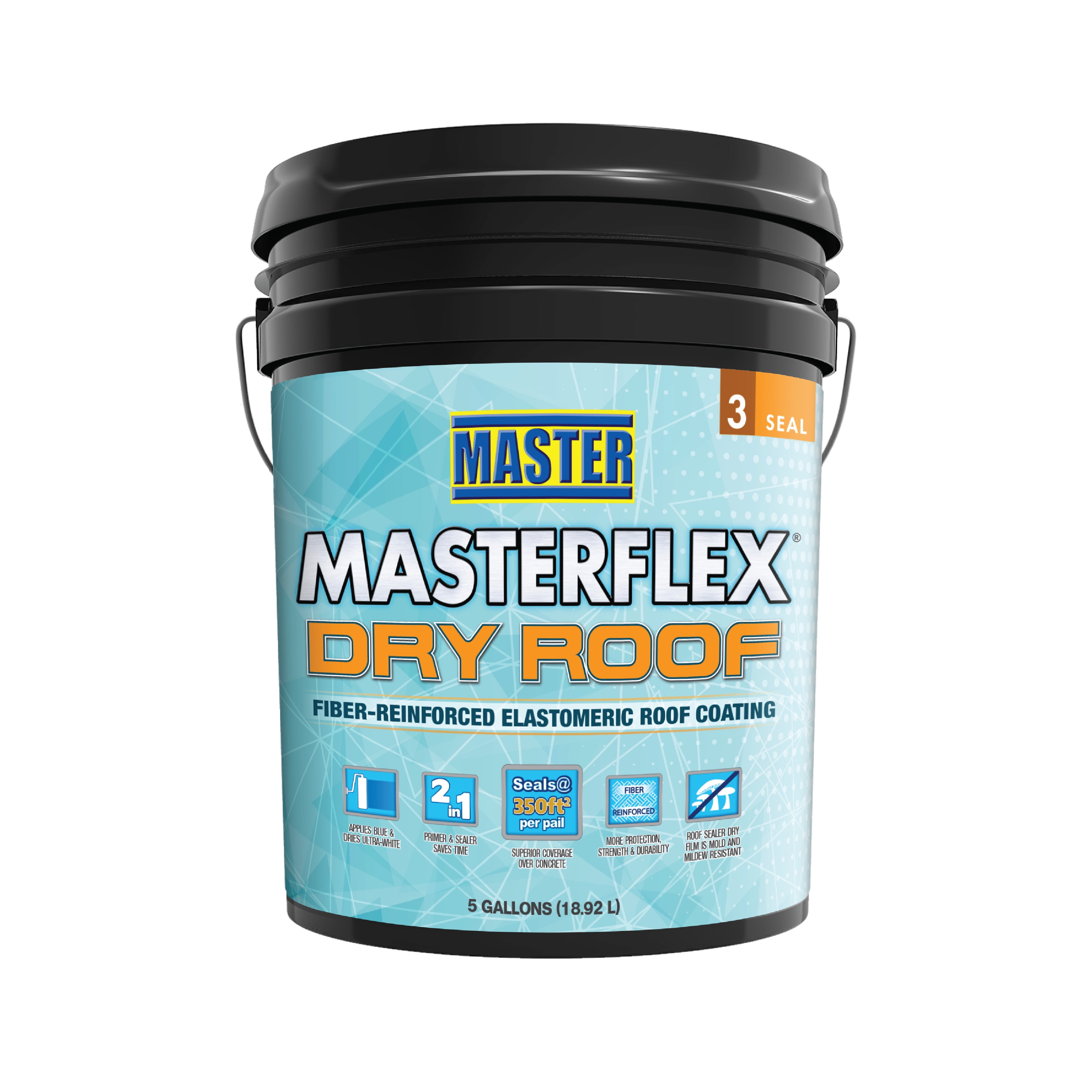 Masterflex Dry Roof Fiber-Reinforced Elastomeric Roof Coating White, 5 Gallon