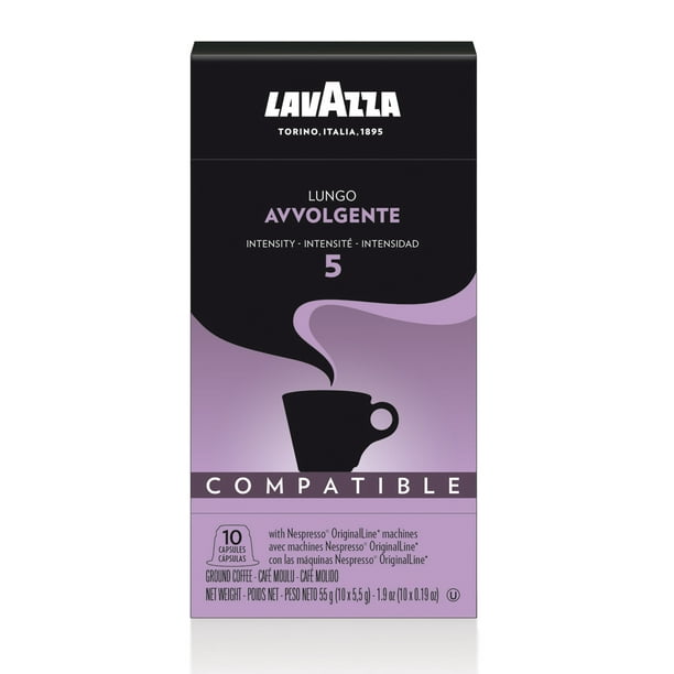 Lavazza Nespresso Compatible Capsules, Avvolgente Lungo Dark Roast