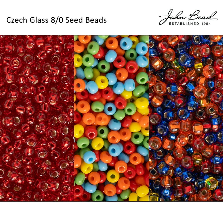 John Bead Czech Glass Seed Beads 8/0 (23g) Multi Mix Bead for Jewelry Making, Adult Unisex