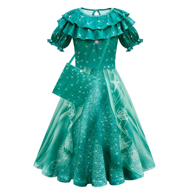 Girls Mermaid Princess Costume with Bag Cloak Birthday Party Cosplay