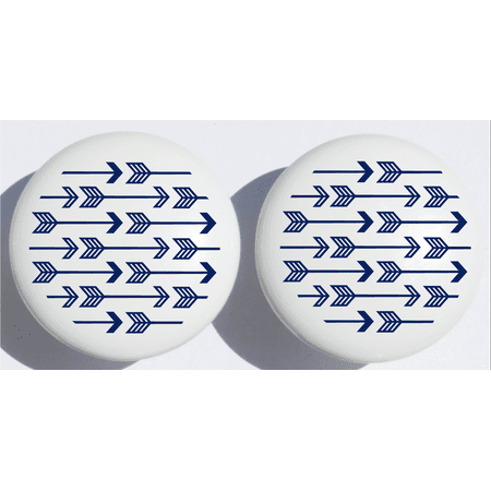 Navy Blue Arrow Print Drawer Knobs Ceramic Cabinet Pulls